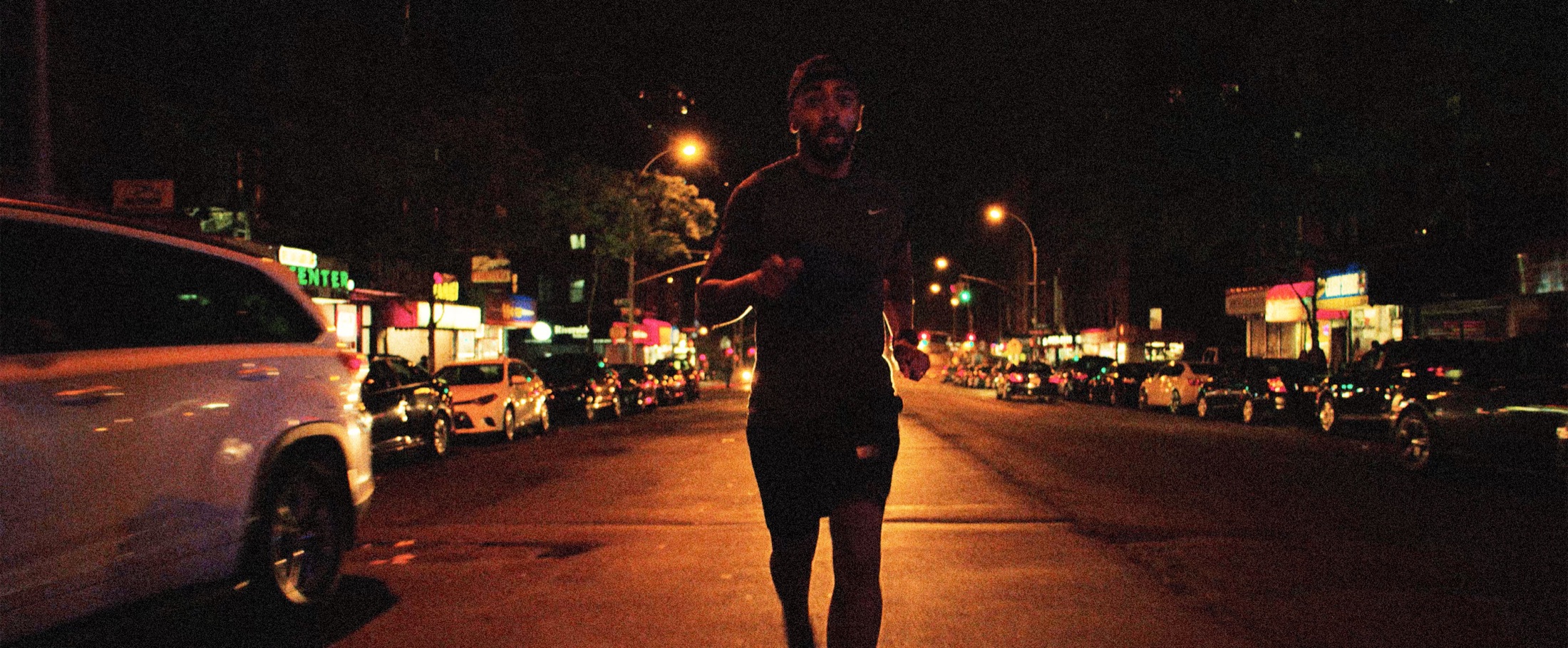 Runner training at night